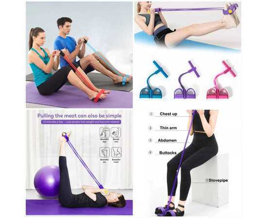 Pull Rope Resistance Band: 4-Tube Abs & Full Body Exerciser