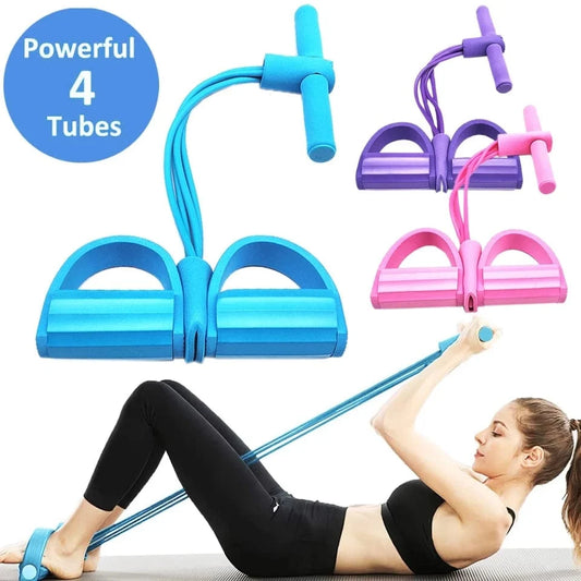 Pull Rope Resistance Band: 4-Tube Abs & Full Body Exerciser