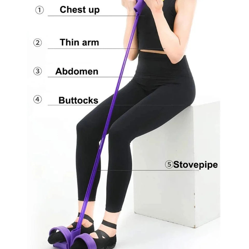 Pull Rope Resistance Band: 4-Tube Abs & Full Body Exerciser