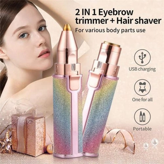 2 In 1 Rechargeable Flawless Eyebrow & Facial Hair Remover
